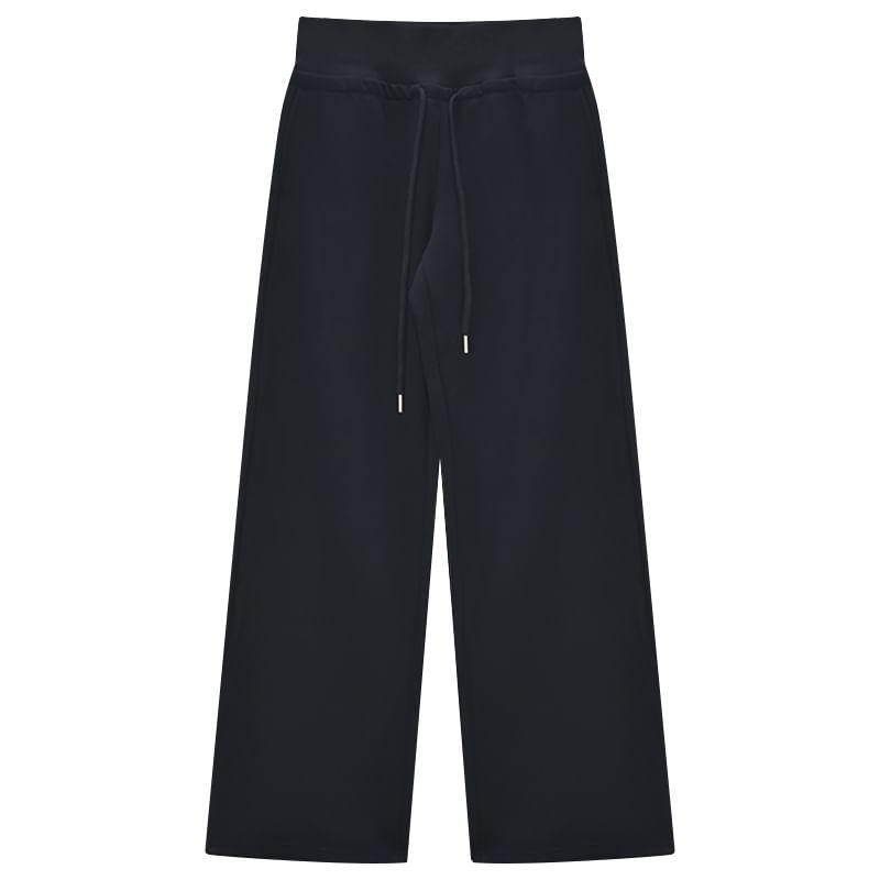 Mid Waist Plain Wide Leg Pants Product Image