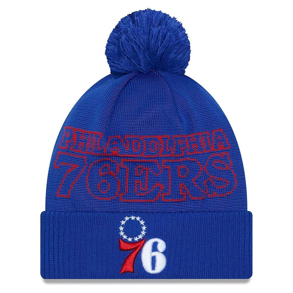Mens New Era Royal Philadelphia 76ers 2023 NBA Draft Cuffed Knit Hat with Pom Product Image