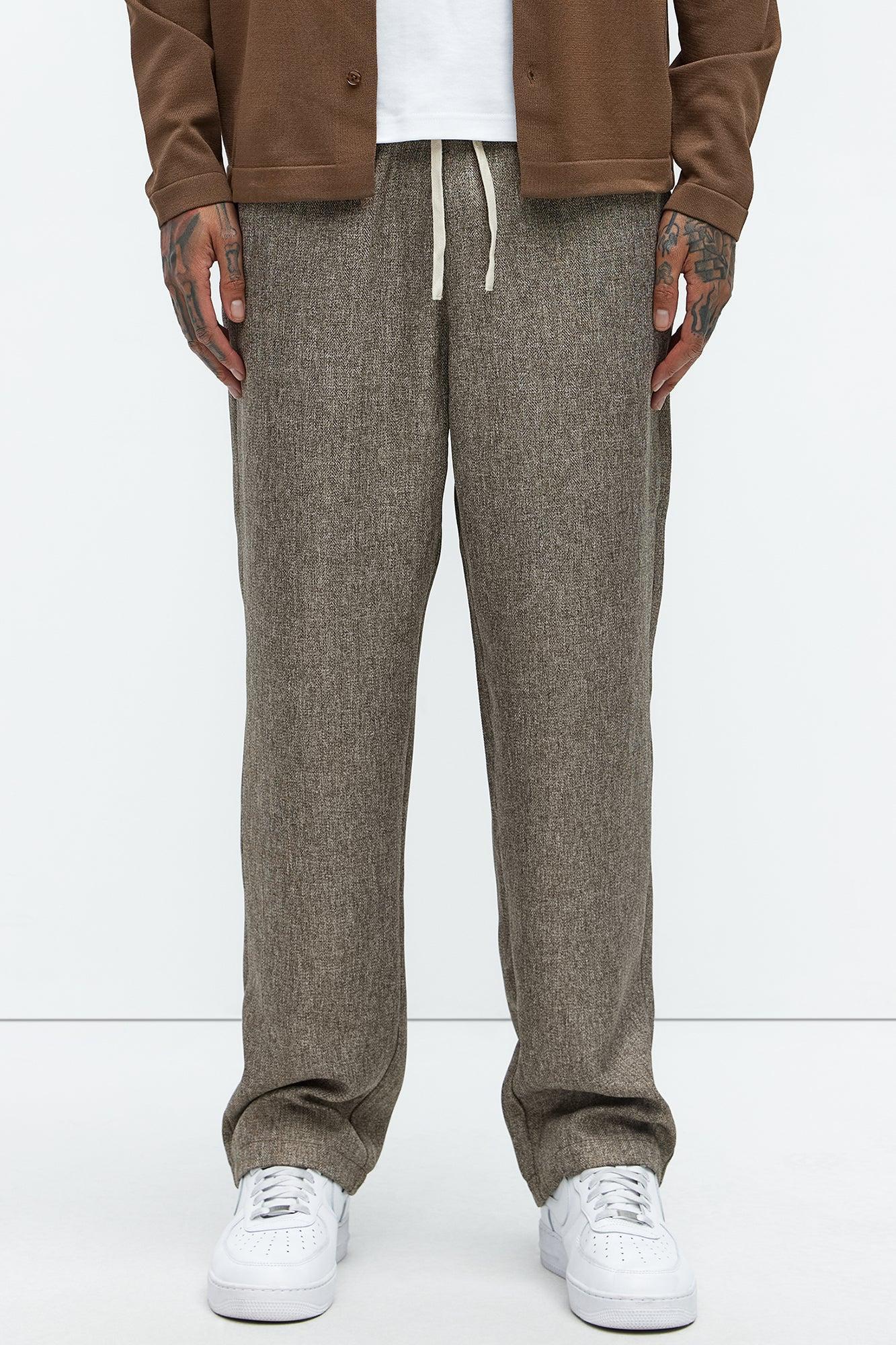 Canary Textured Straight Pants - Brown Product Image
