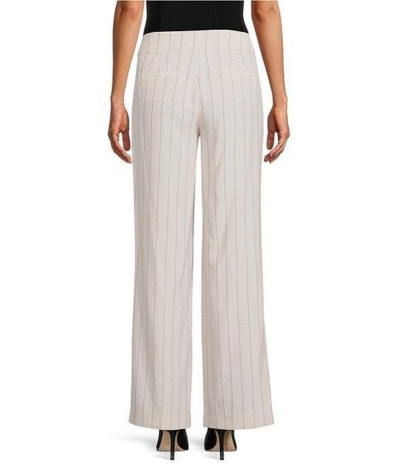 Kasper Pinstripe Fly Front Wide Leg Pants Product Image