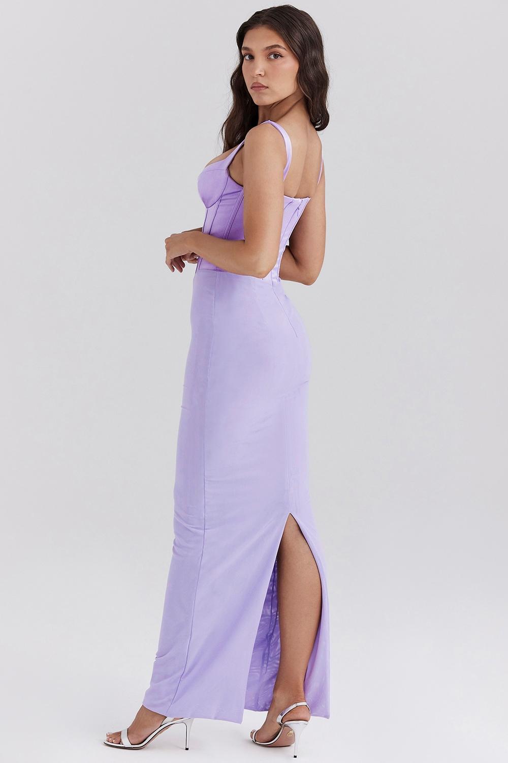 Breeze Orchid Satin Corset Maxi Dress Product Image