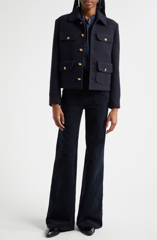 NILI LOTAN Lydia Denim Button-front Shirt With Ruffle Trim In Classic Wash Product Image