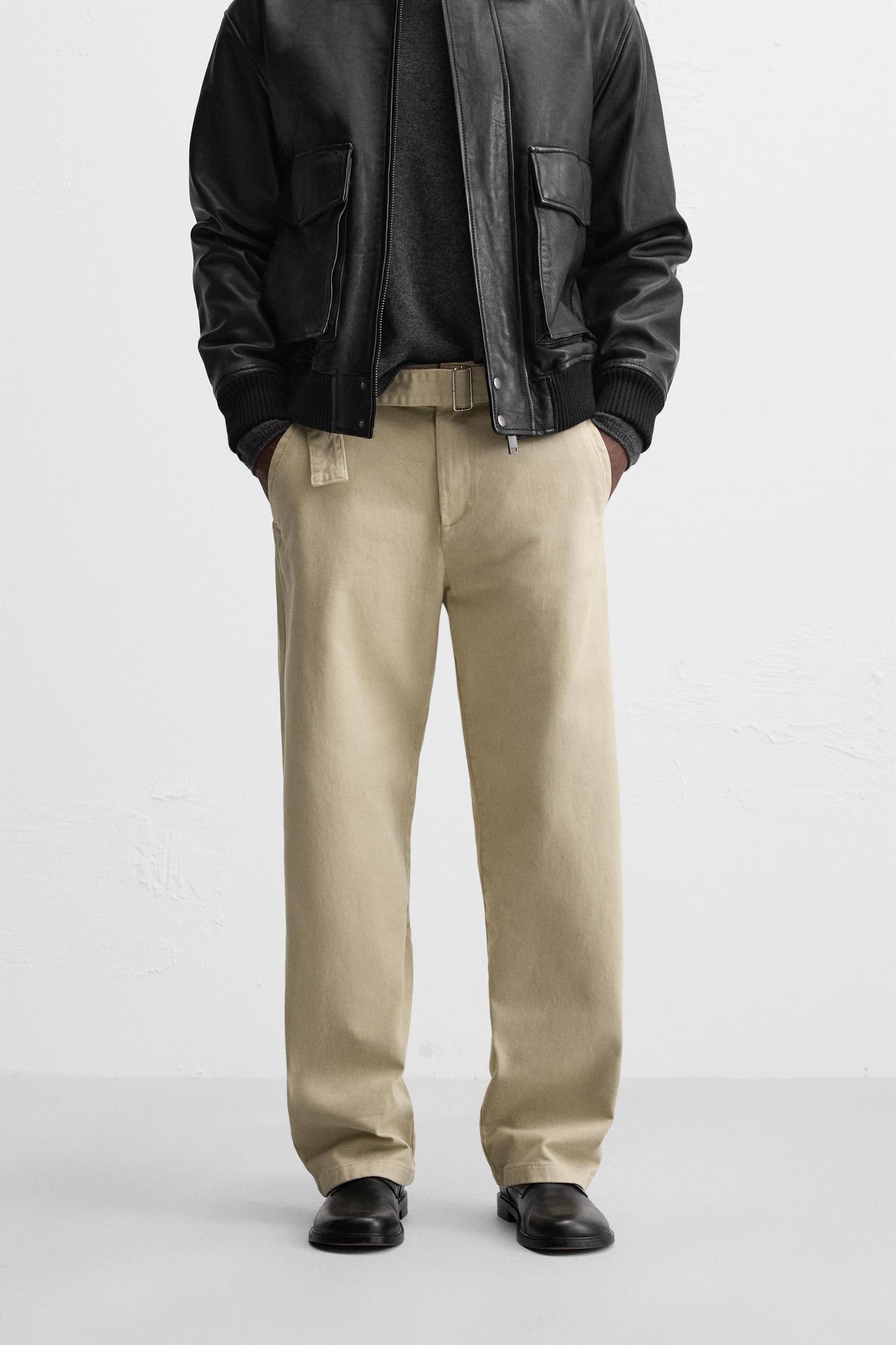 STRAIGHT FIT BELTED PANTS Product Image
