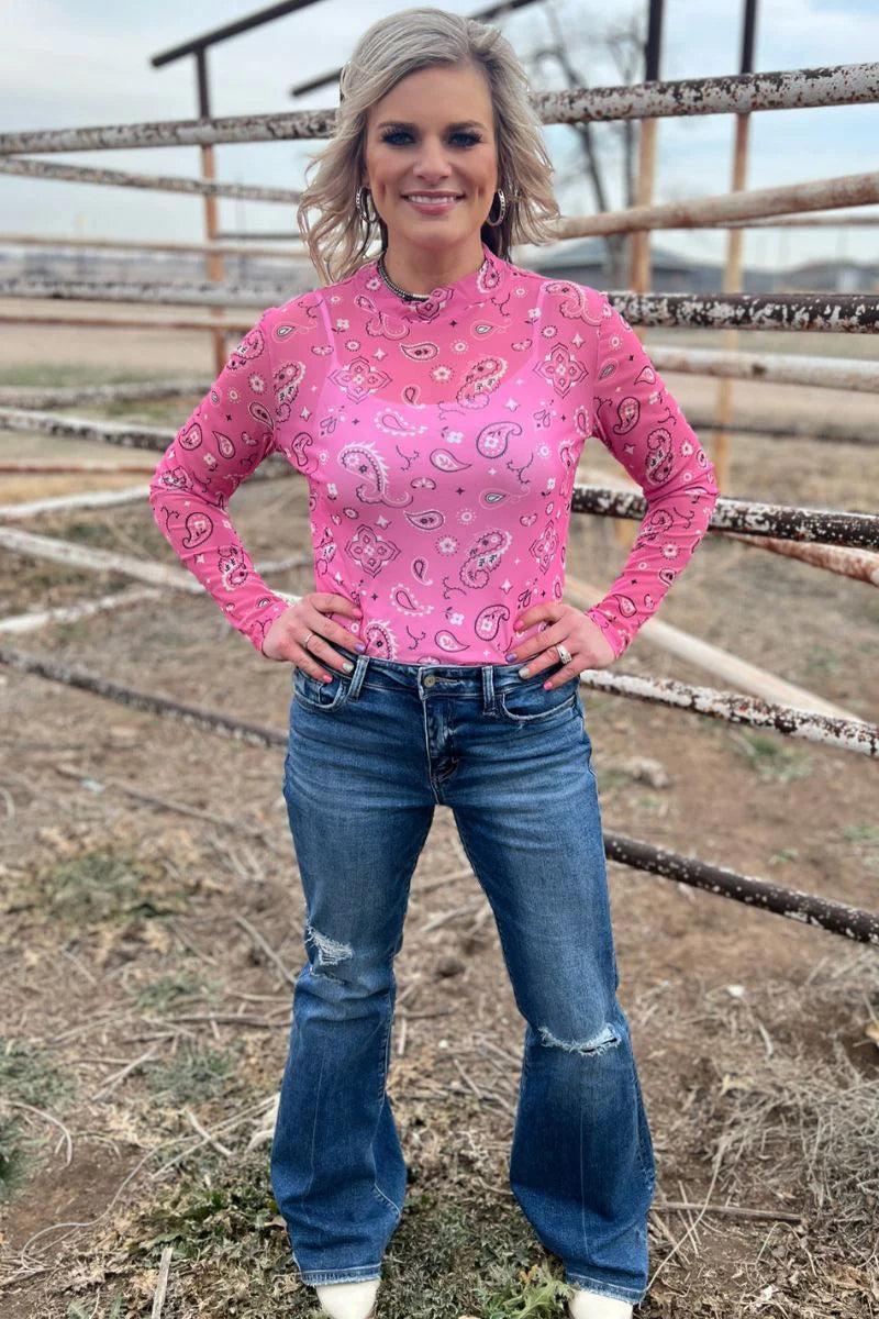 Sterling Kreek Bandana Babe Pink Mesh Top Product Image