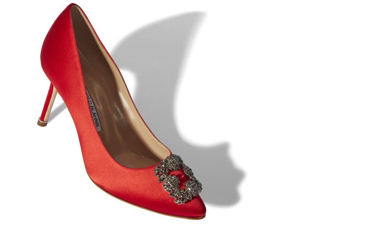 HANGISI 70 Black Satin Jewel Buckle Pumps Product Image