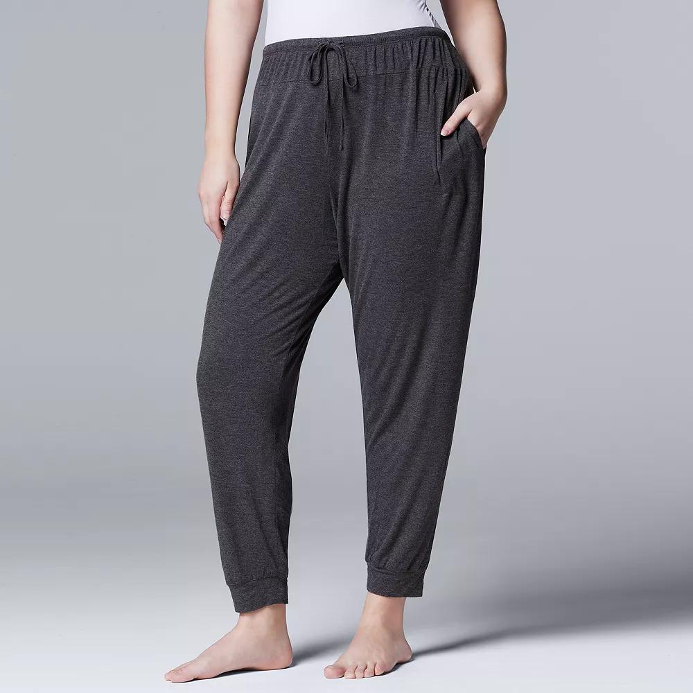 Plus Size Simply Vera Vera Wang Basic Luxury Banded Bottom Pajama Pants, Women's, Size: 2XL, Grey Gray Product Image