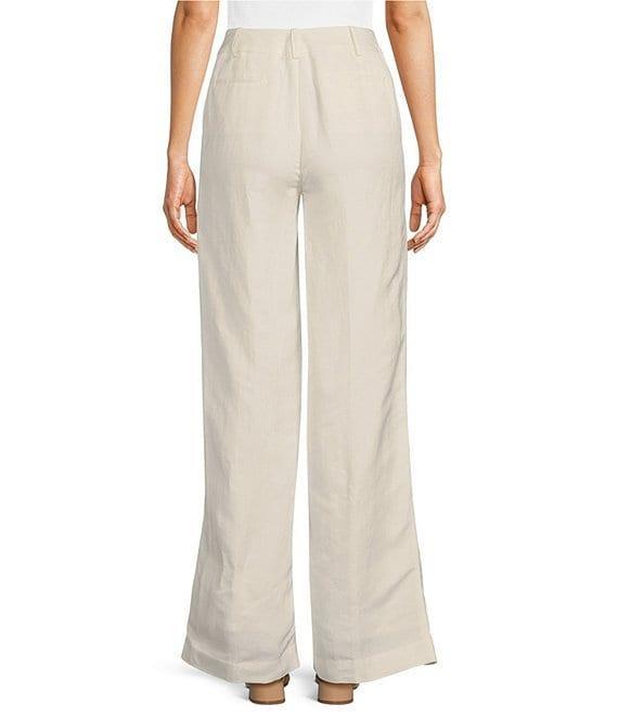 Calvin Klein Linen Blend Belted Straight Leg Pants Product Image