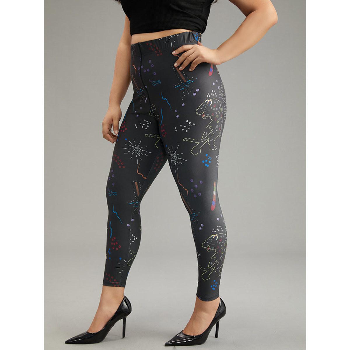 Plus Size Graphic Art & Design Skinny Leggings Women Black Casual High stretch Skinny High Rise Dailywear Leggings BloomChic 26/4X Product Image