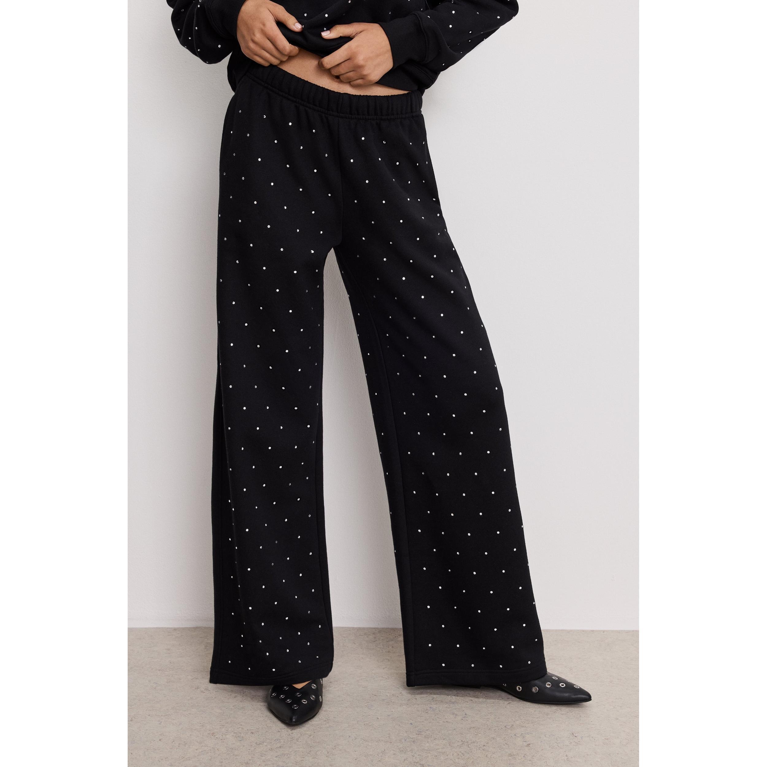 Womens Crystal Wide Leg Sweatpants | | Good American by Khlo Kardashian Product Image