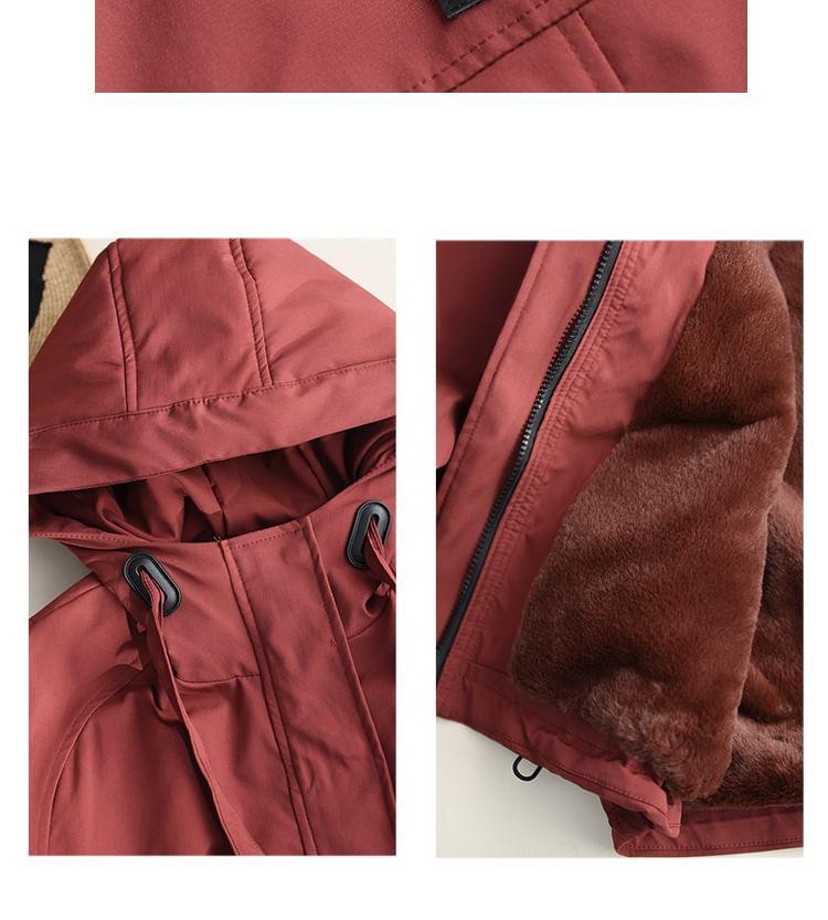Plain Hooded Fleece-Lined Zip-Up Jacket Product Image