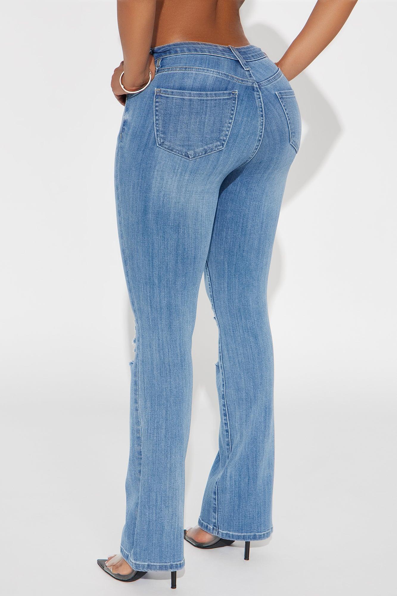 Petite Jessie Mid Rise Distressed Bootcut Jean - Light Blue Wash Product Image