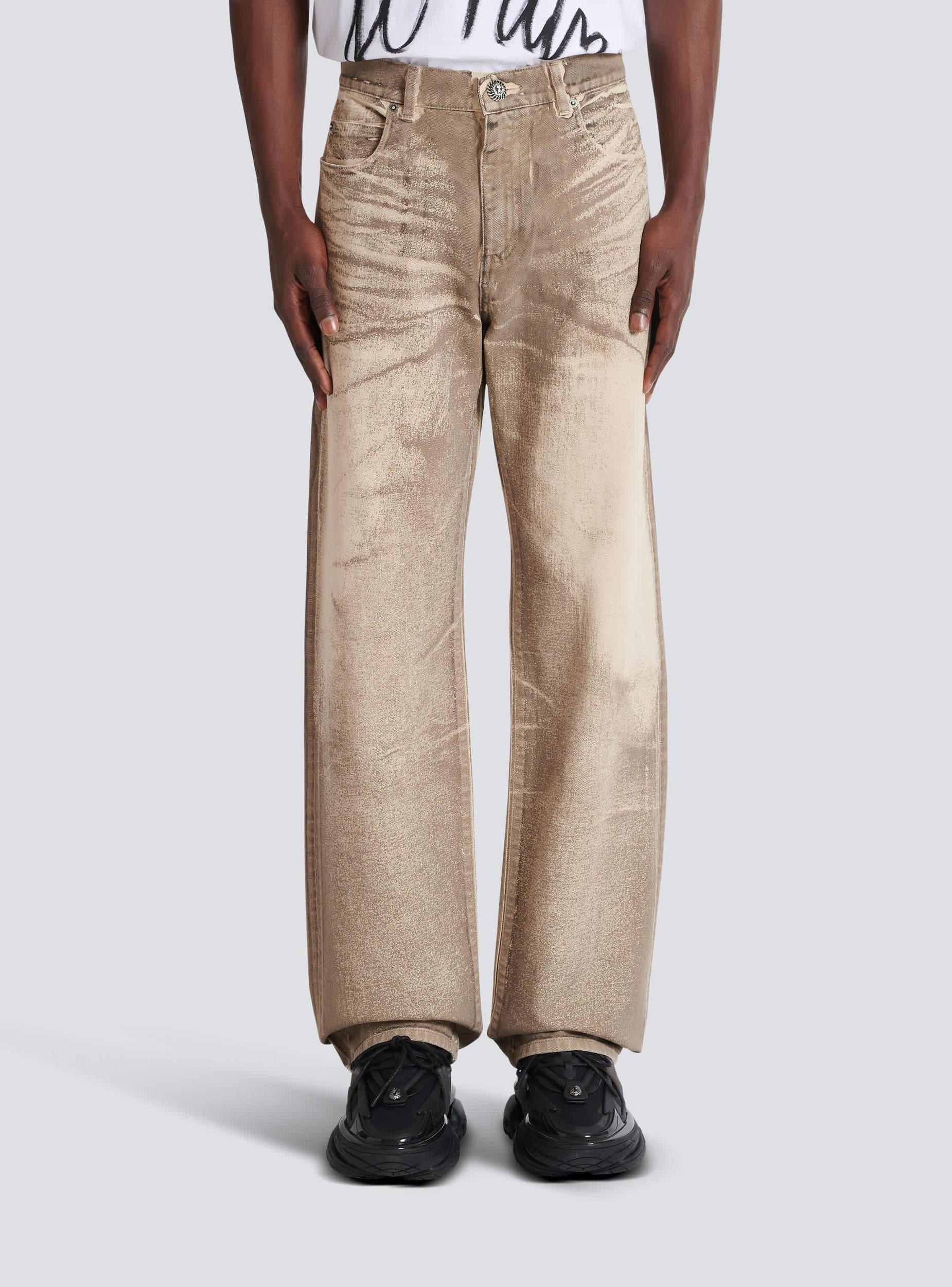 Loose-fit beige denim jeans Product Image