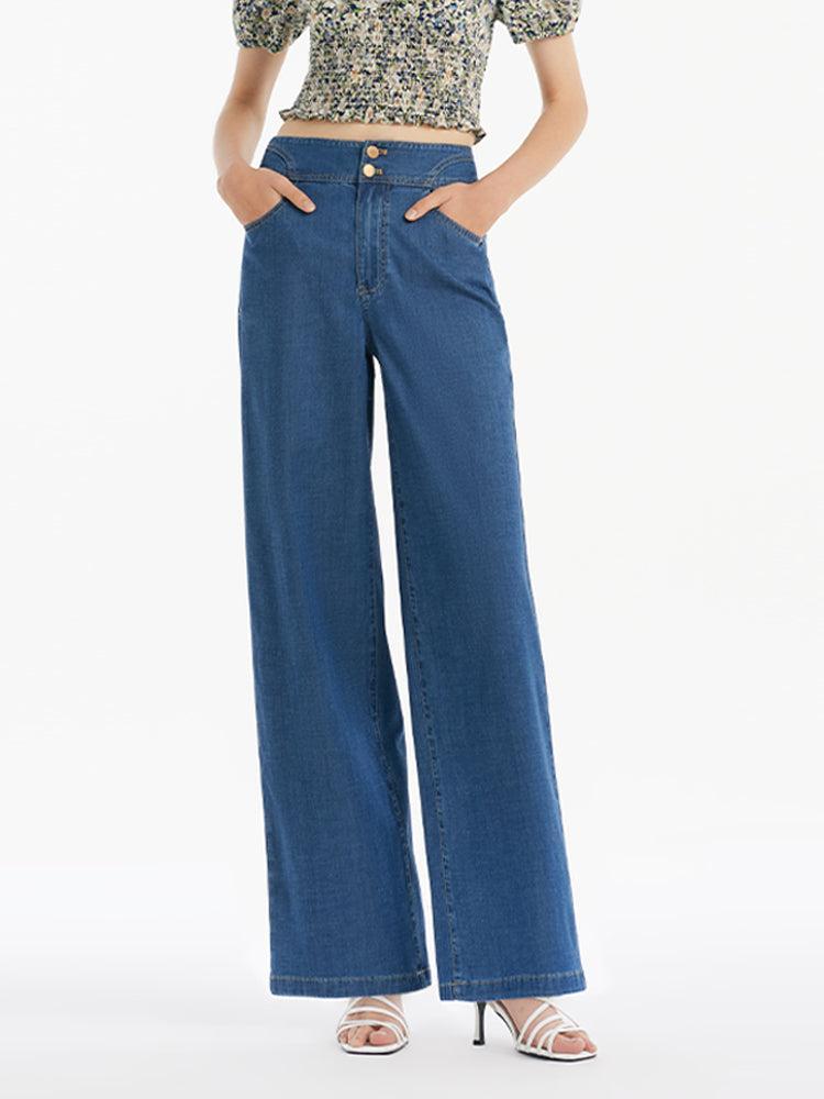 Denim Straight High-Waisted Women Jeans Product Image