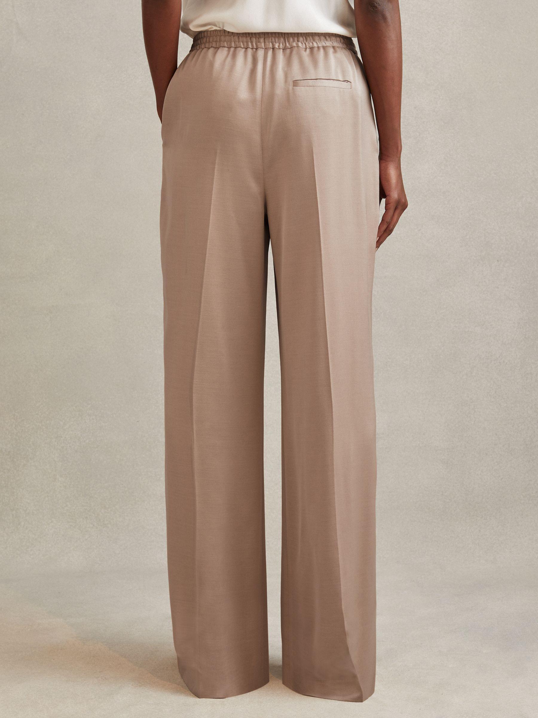 Satin Drawstring Wide Leg Trousers in Gold Product Image