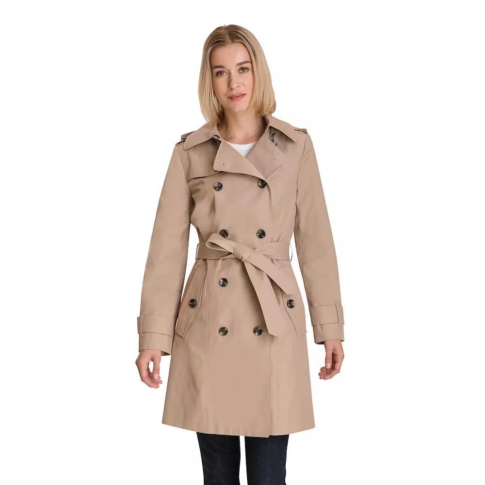 Women's London Fog Double Breasted Trench Coat, Size: XL, Green Product Image