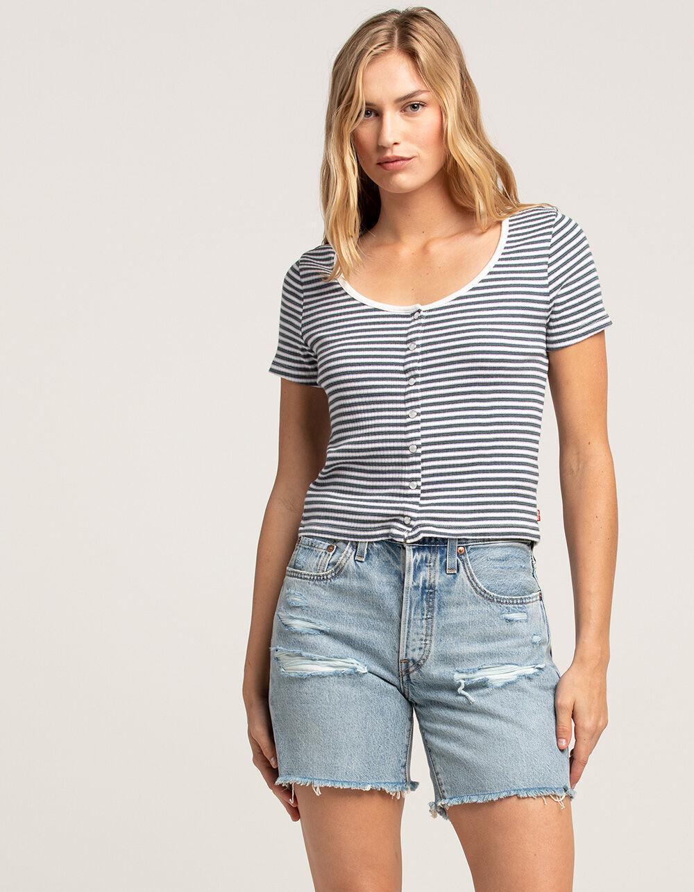 LEVI'S 501 High Rise Mid-Thigh Womens Denim Shorts - Earthquake Product Image