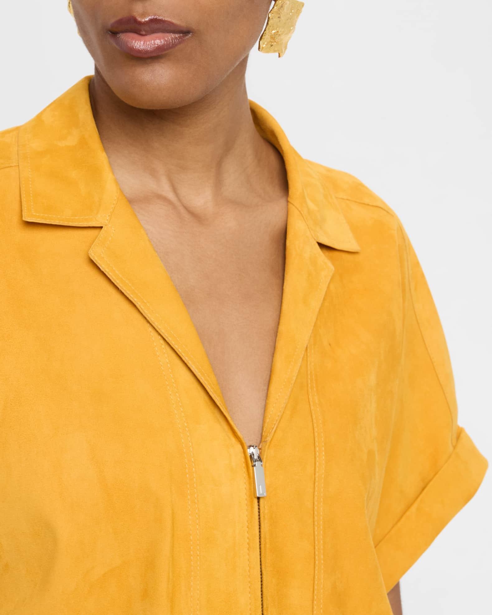 Zip-Front Suede Blouse Product Image