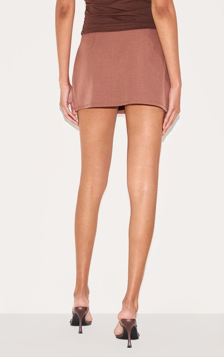 Chocolate Pocket Detail Structured Tailored Woven Mini Skirt Product Image