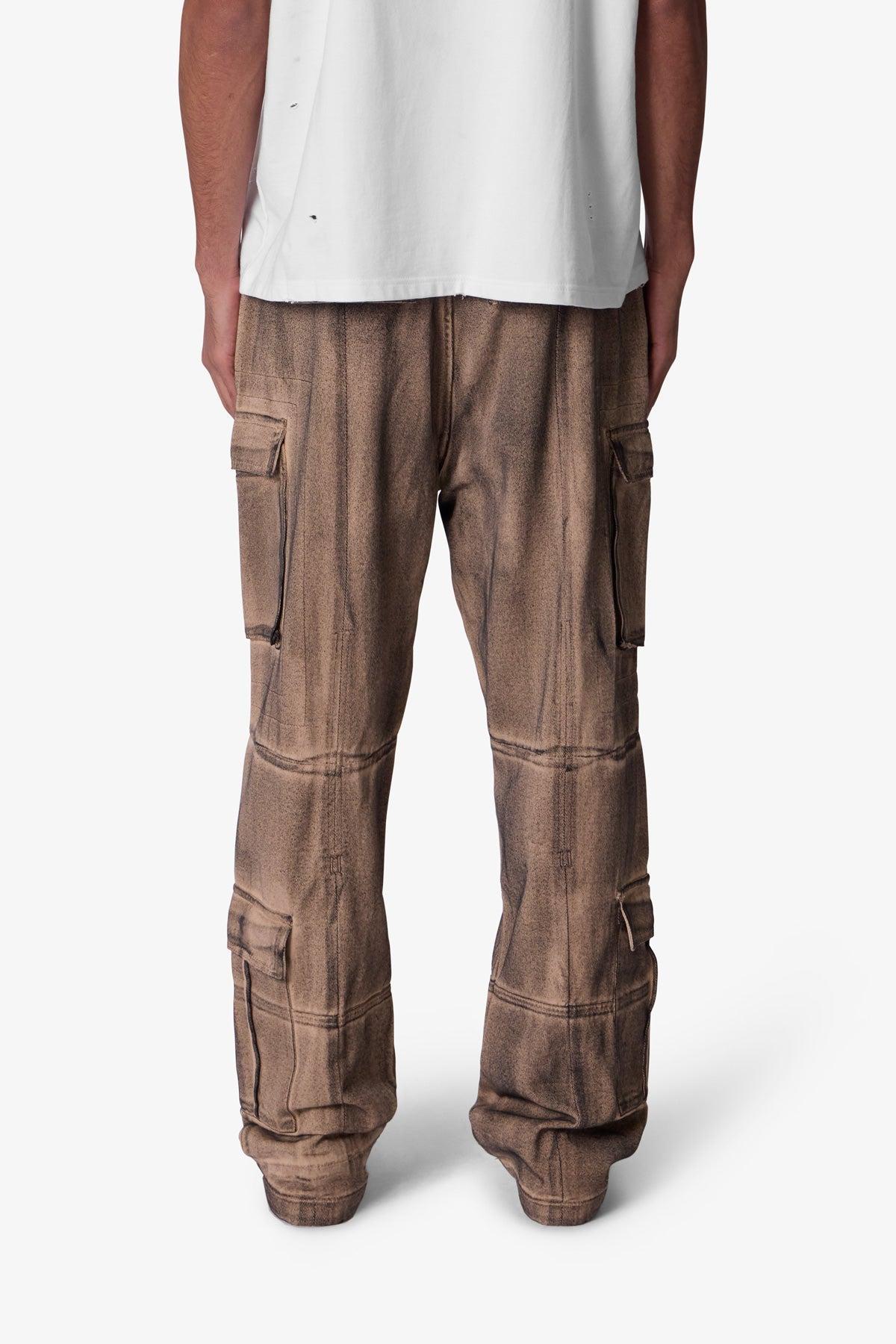 Ultra Baggy Burnt Down Cargo Pants - Cream Product Image