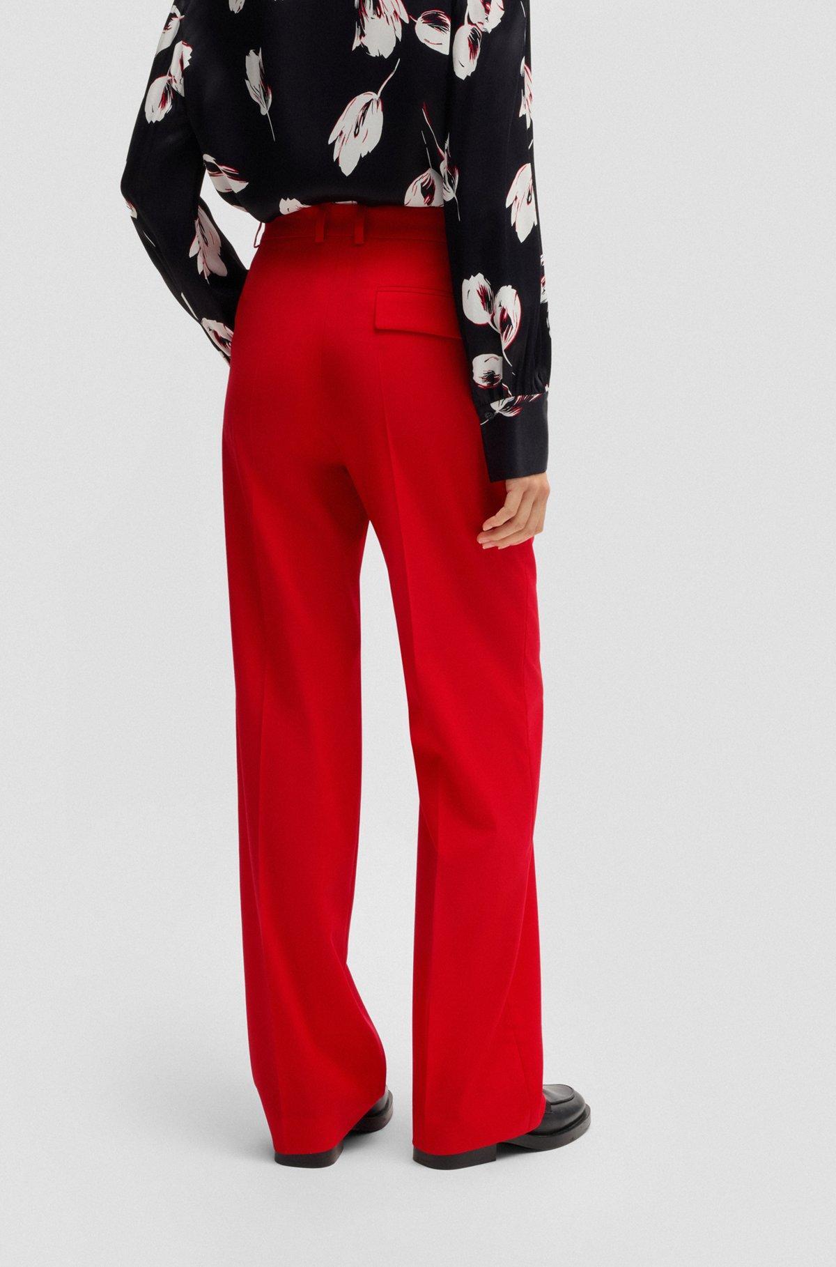 BOSS - Straight-leg trousers in wool - Red Product Image