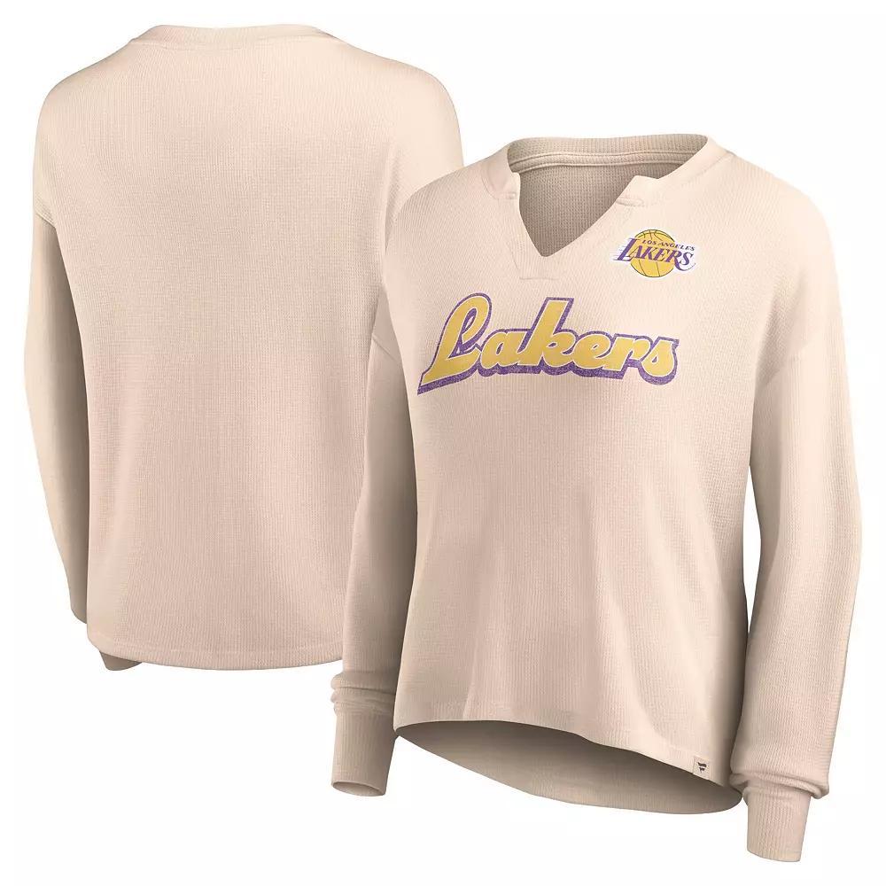 Women's Fanatics Branded Tan Los Angeles Lakers Go For It Long Sleeve Notch Neck T-Shirt, Size: 2XL, Team Product Image