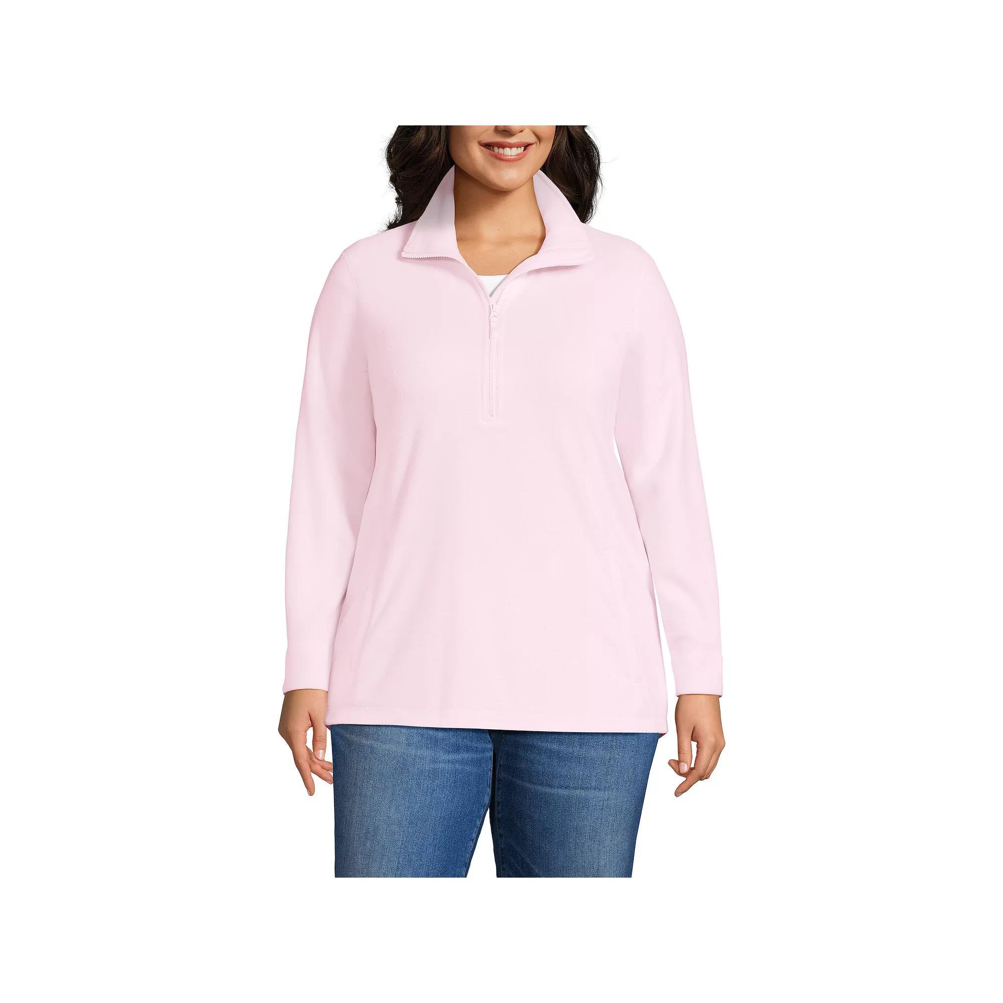 Plus Size Lands End Quarter Zip Anyweather Fleece Pullover Tunic, Womens Product Image