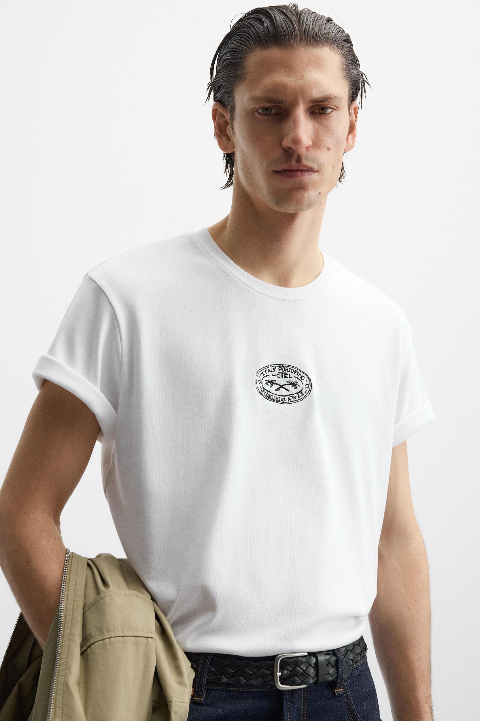 T-SHIRT WITH TONAL EMBROIDERY Product Image