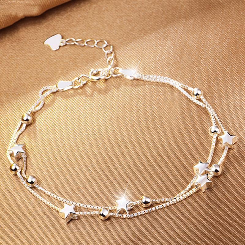 Star Beaded Layered Sterling Silver Bracelet Product Image