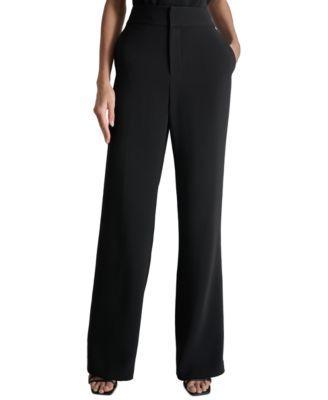 Dkny Womens High-Waist Front-Zip Wide-Leg Pants Product Image