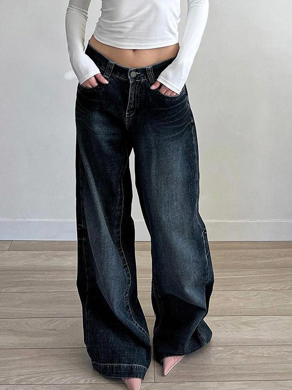 Slim Washed Loose Boyfriend Jeans Product Image