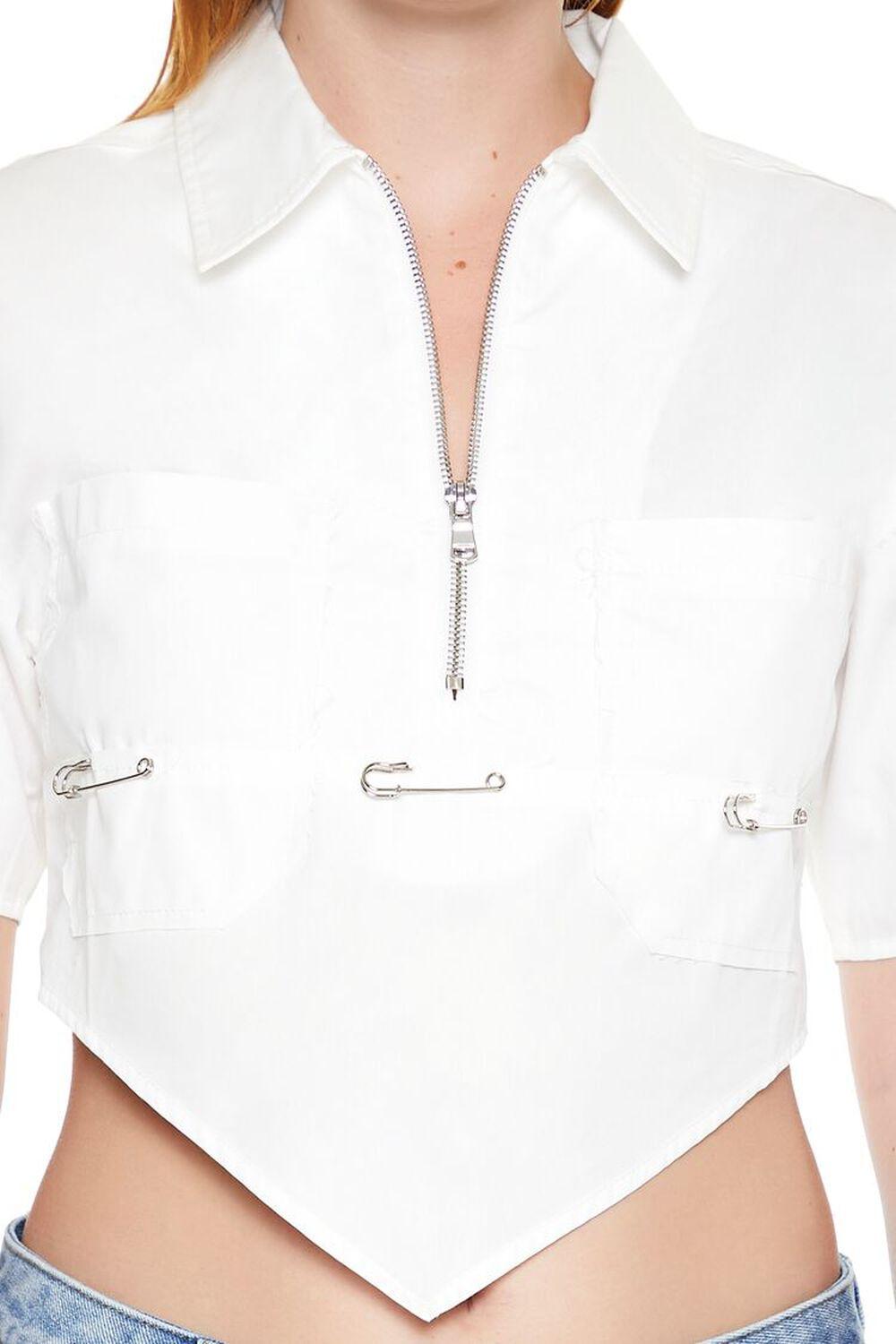 Cutout Safety Pin Crop Top | Forever 21 Product Image