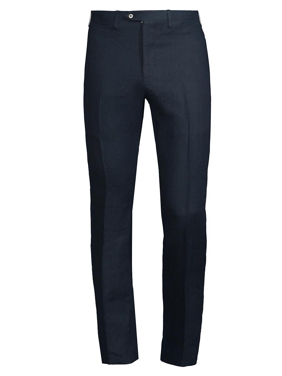 Mens Linen Mid-Rise Straight-Leg Pants Product Image
