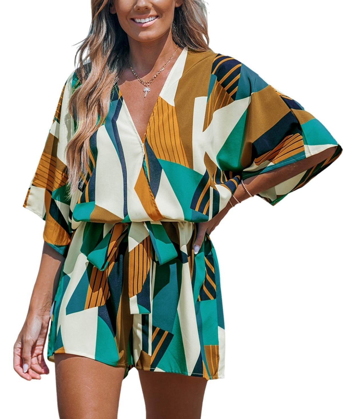 Women's Abstract Geo Dolman Straight Leg Romper - Cupshe Product Image