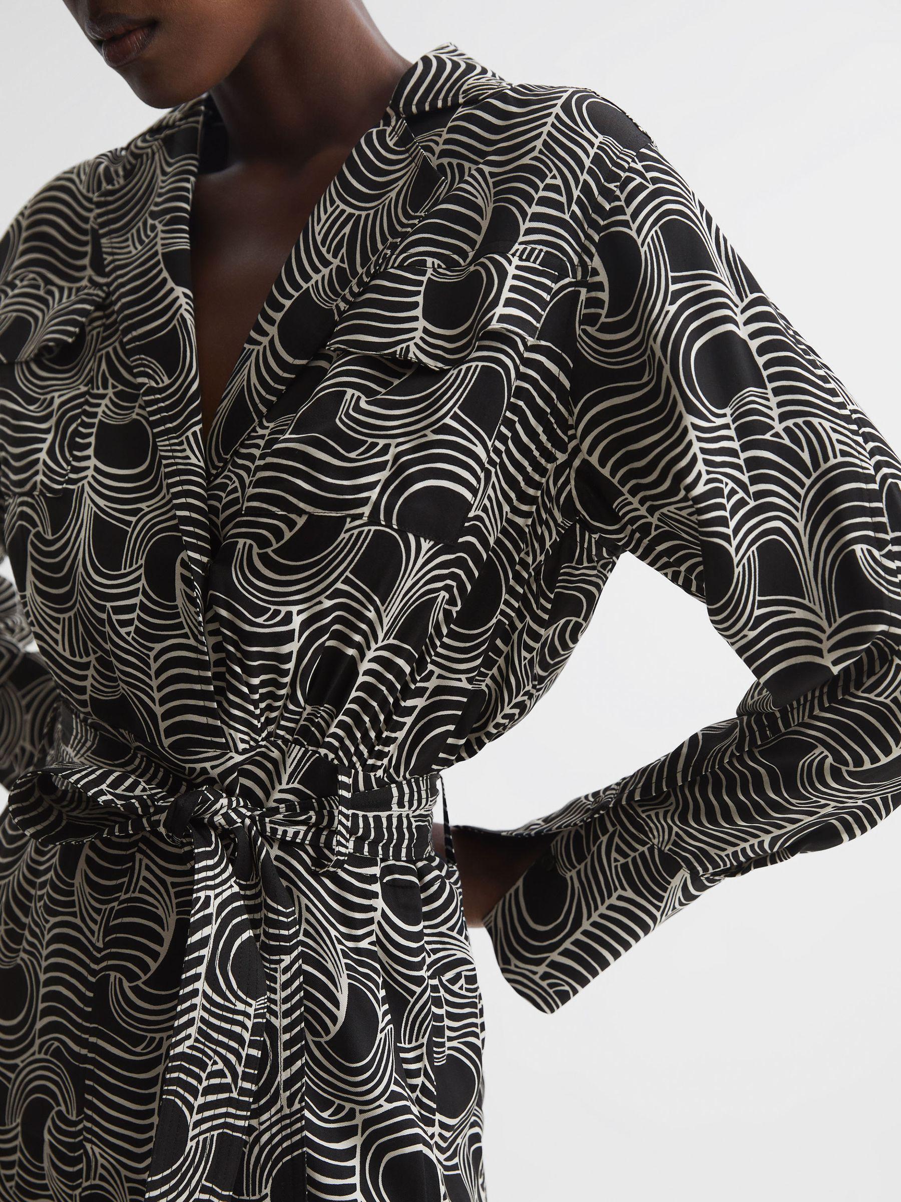 Swirl Print Midi Dress in Cream/Black Product Image
