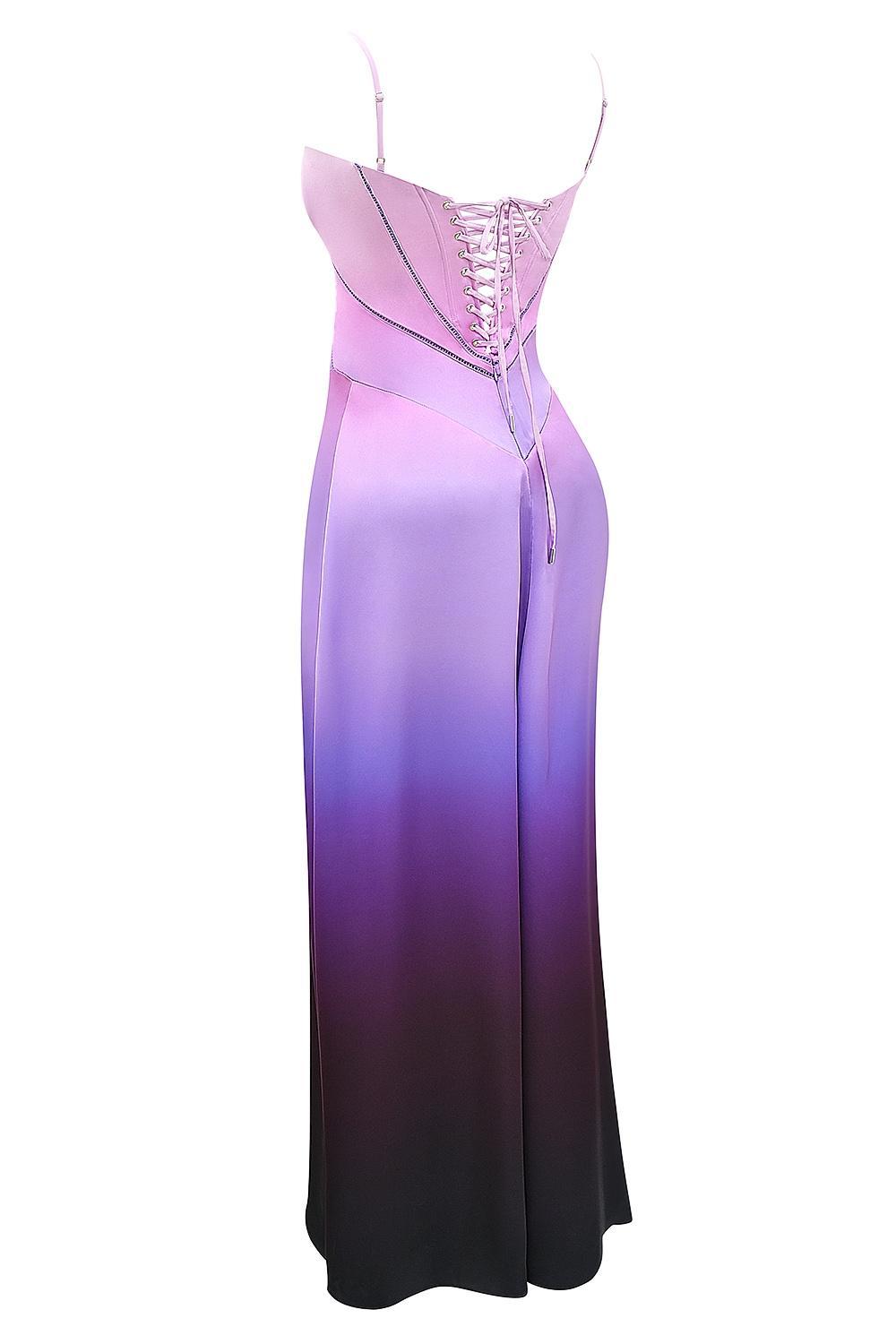 Anabella Ombre Print Lace Up Maxi Dress Product Image