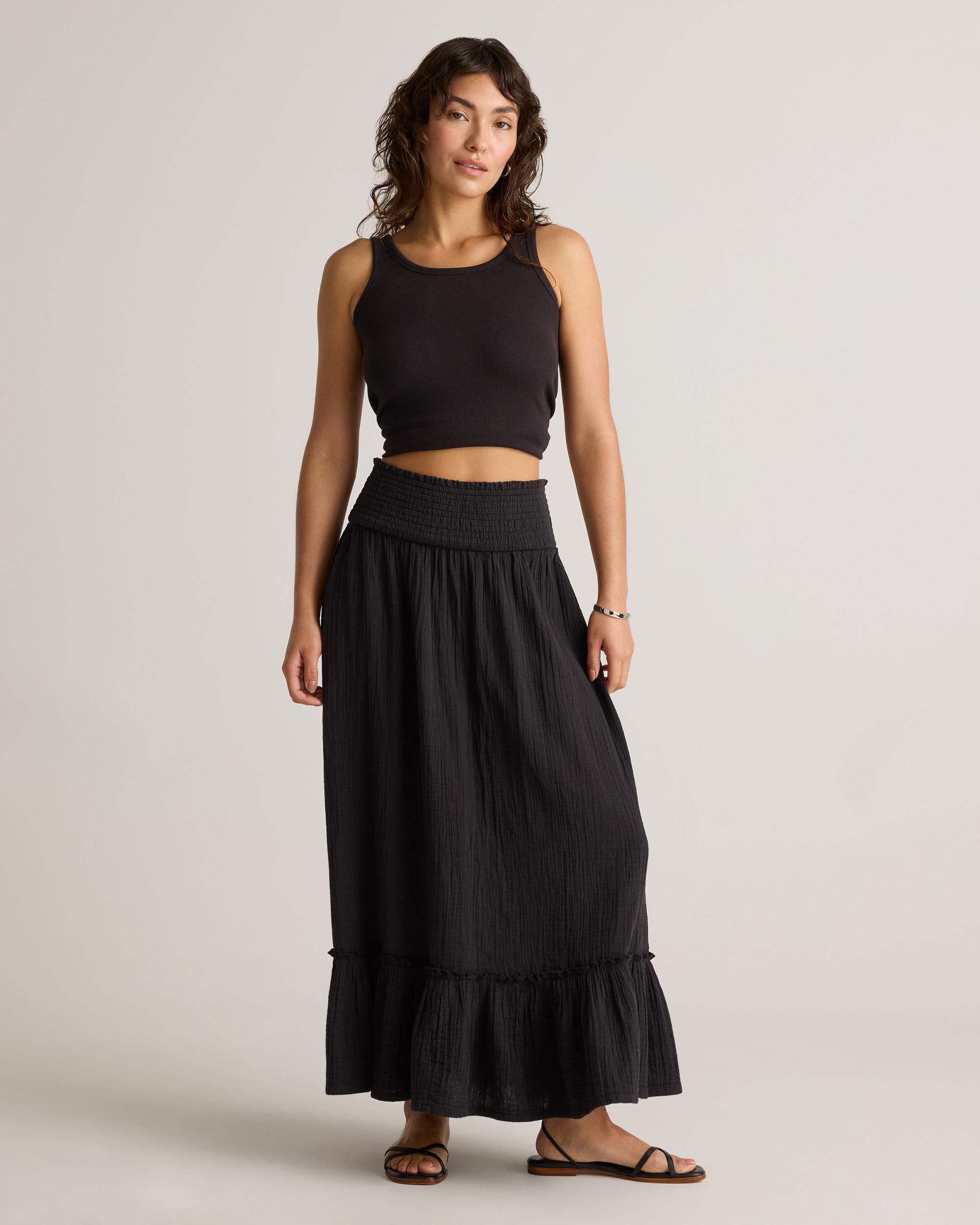 Quince | Women's Gauze Smocked Maxi Skirt Size XS, Organic Cotton Product Image