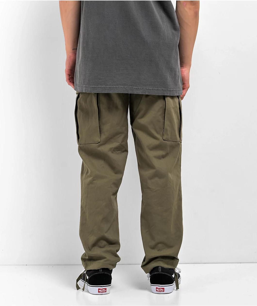 Broken Promises Never Enough Olive Green Cargo Pants Product Image