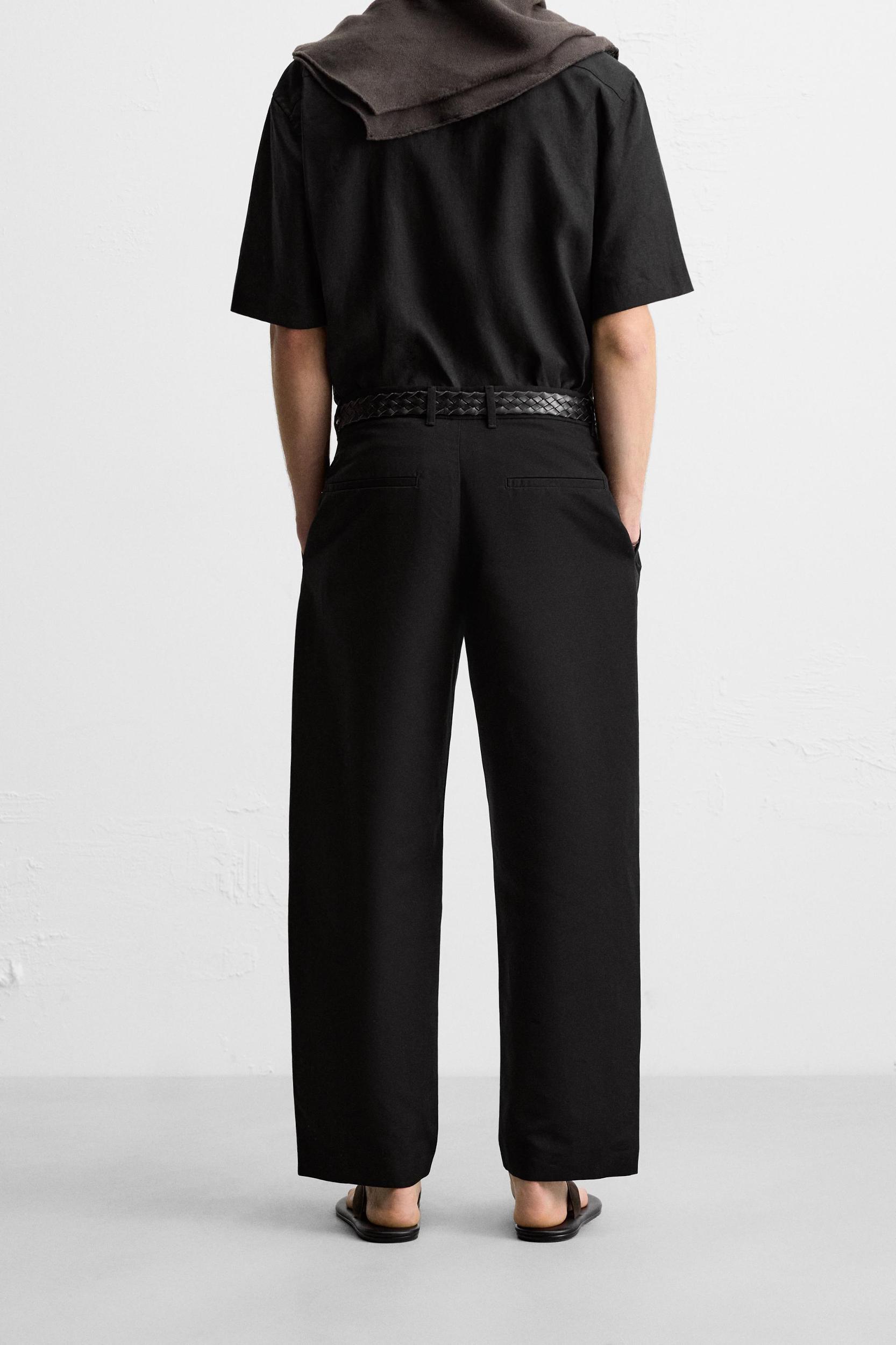 COTTON - LINEN PLEATED PANTS Product Image