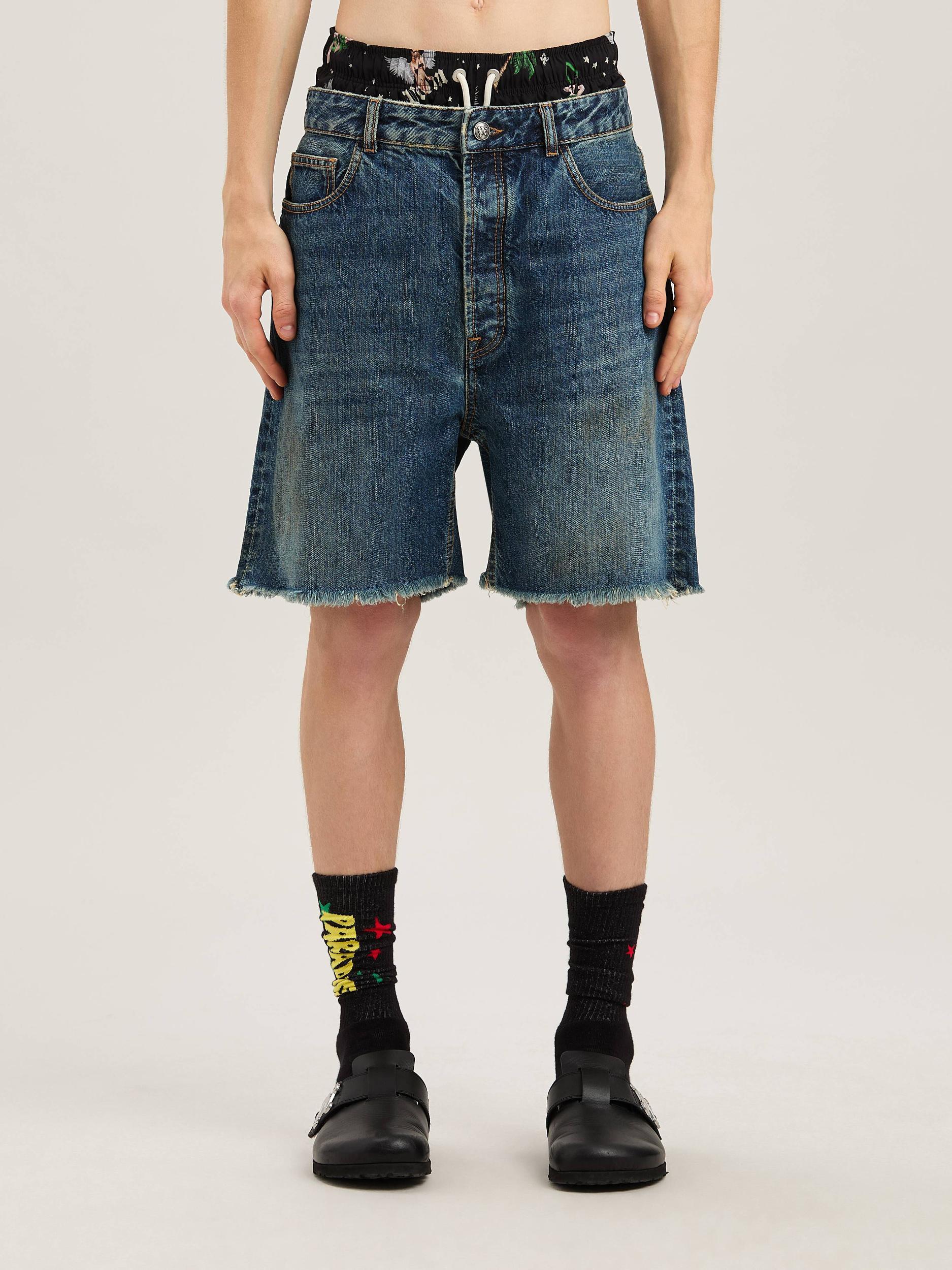 Lasered Curved Logo denim shorts Product Image