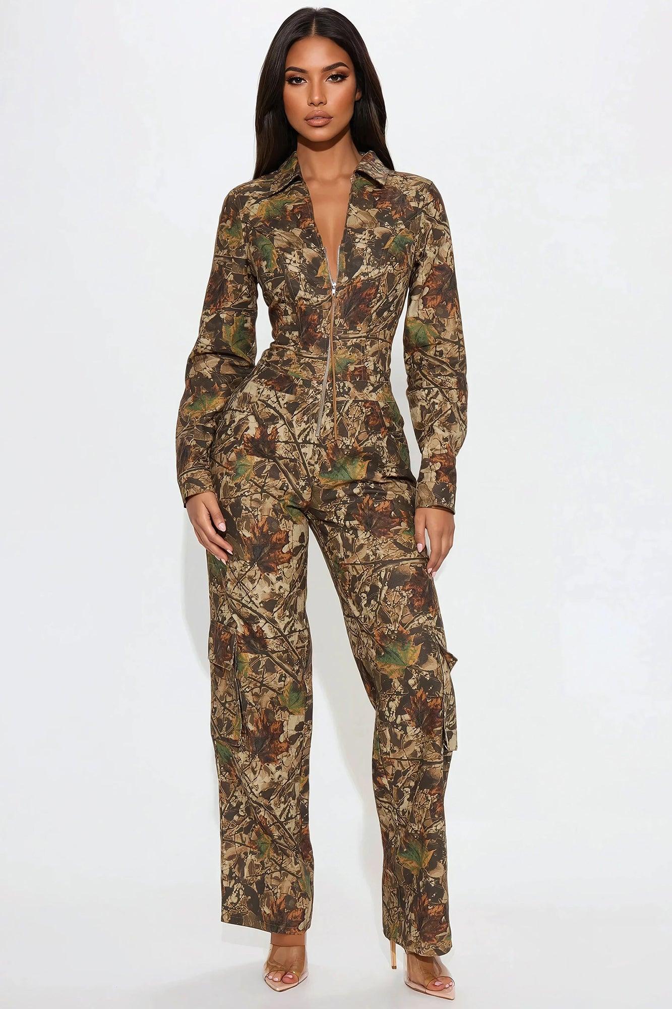 Leila Camo Jumpsuit - Brown/combo Product Image