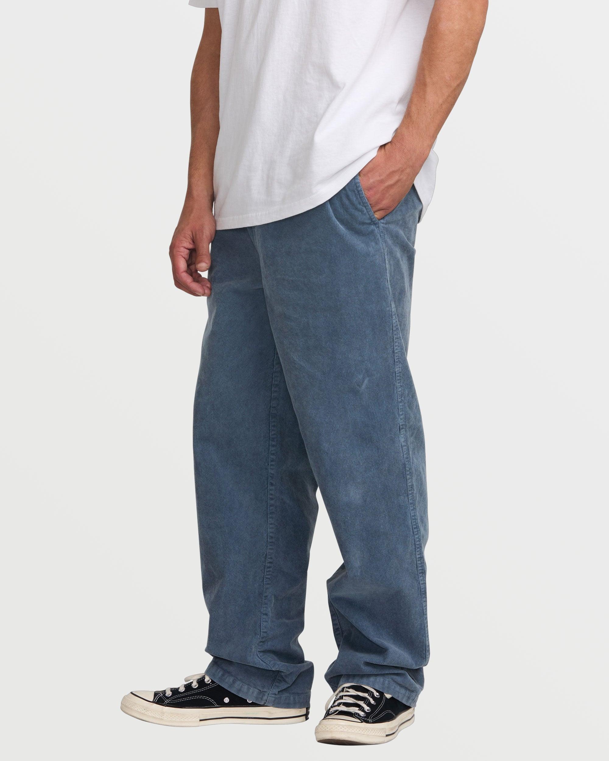 Larry Elastic Waist Corduroy Pants - Slate Blue Male Product Image