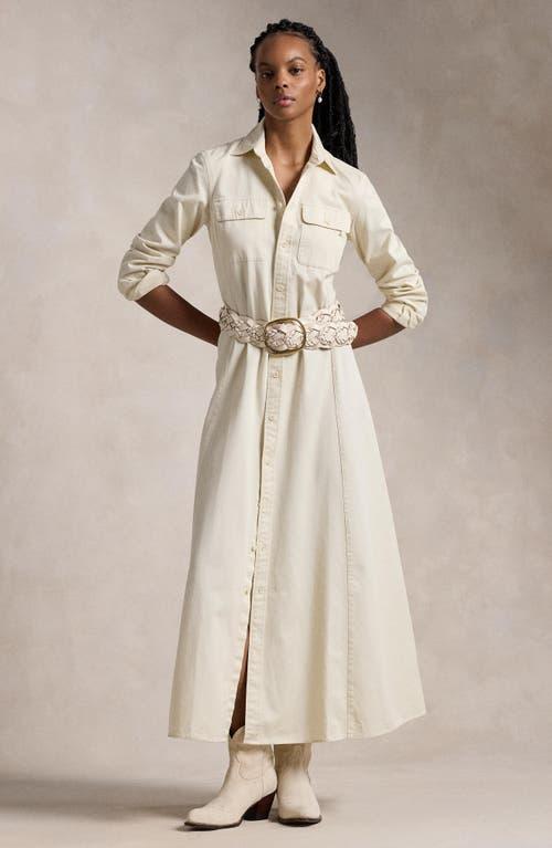 POLO RALPH LAUREN Belted Cotton Twill Shirtdress In Beige Product Image