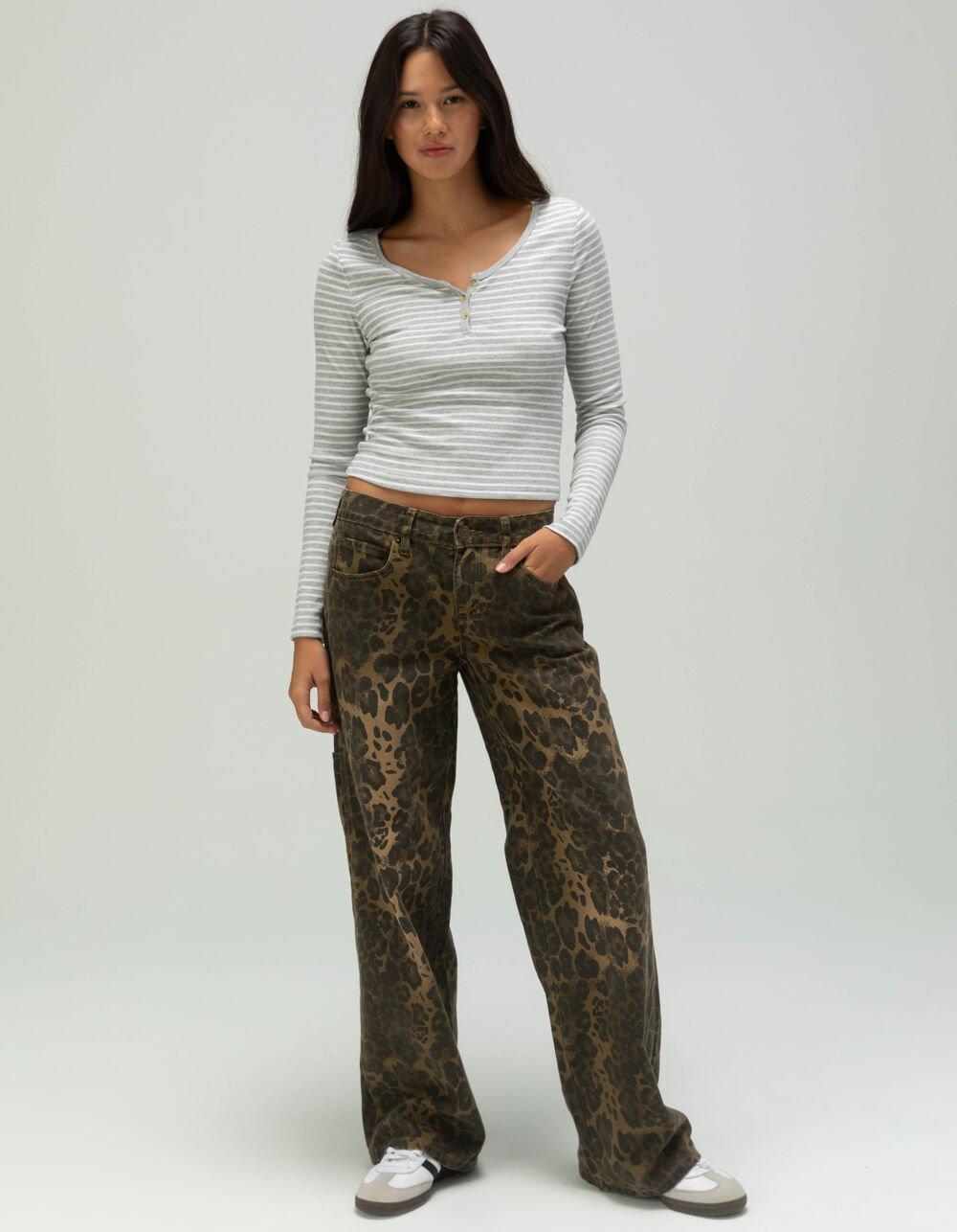 RSQ Womens Striped Long Sleeve Henley - HEATHER GRAY Product Image