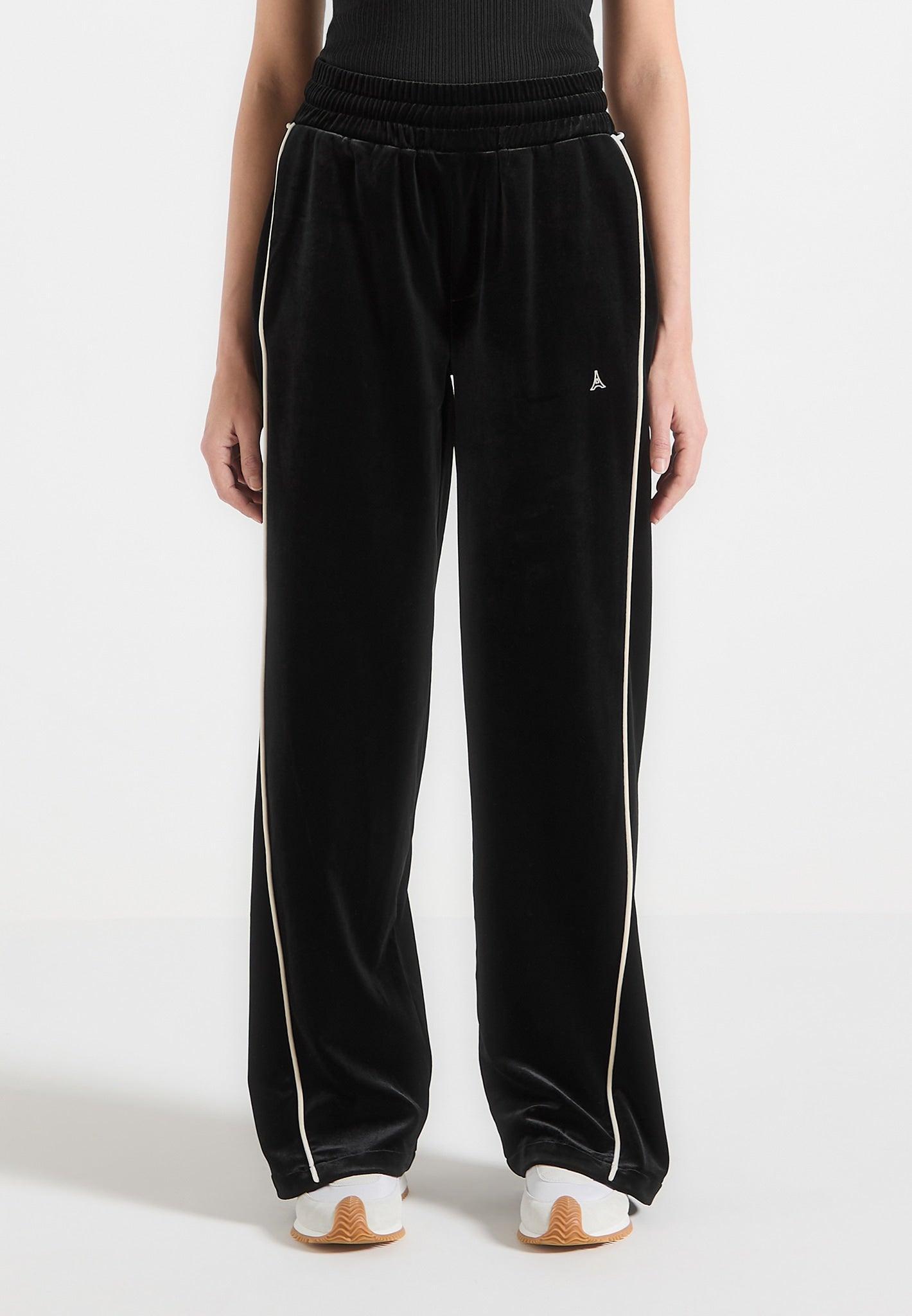 Eiffel Velour Straight Leg Joggers - Black Female Product Image