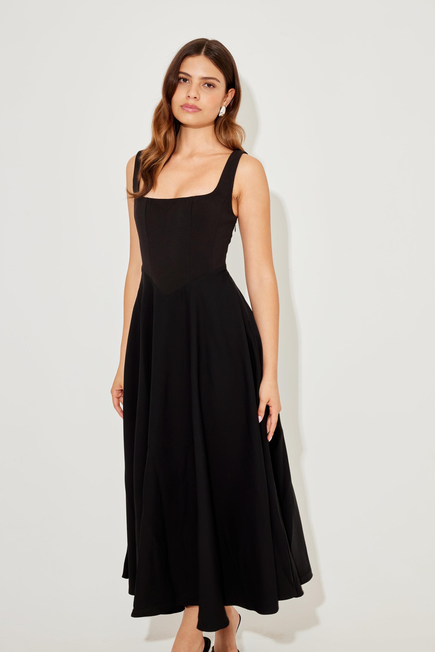The Ultimate Muse High Waist Square Neck Midi Dress Product Image