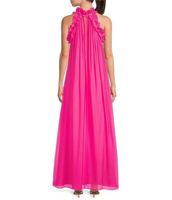 Lilly Pulitzer Florian Silk Georgette Halter Neck Sleeveless Maxi Dress Product Image