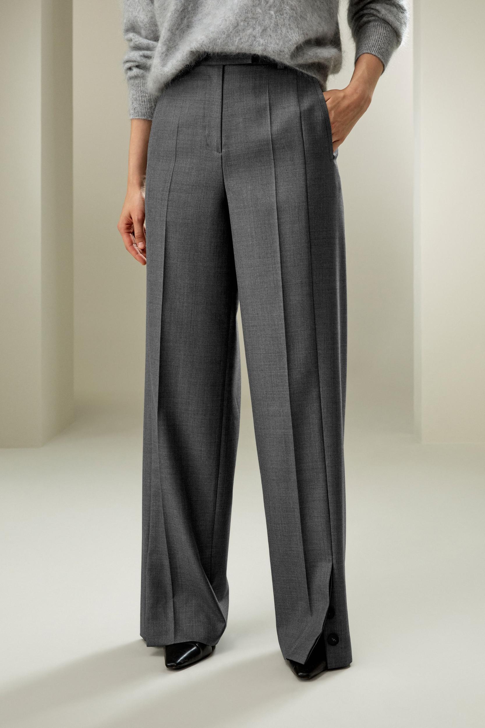 Wool Silk Blend Straight Pants Product Image