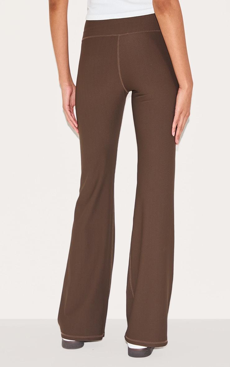 Espresso Ribbed Cross Waist Yoga Pants Product Image