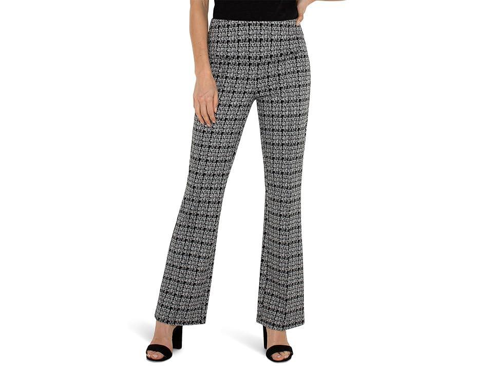 Liverpool Los Angeles Pearl Full Length Flare with Pintucks Hi Rise Plaid Knit Grey Plaid) Women's Dress Pants Product Image