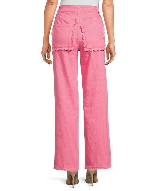 Never Fully Dressed High Rise Denim Scallop Wide Leg Pant Product Image